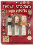 Three Stooges Finger Puppet Set From 1959, in Original Packaging -- Toning & Creasing to Packaging, Plastic Coming Away From Cardboard Backing, Good Condition
